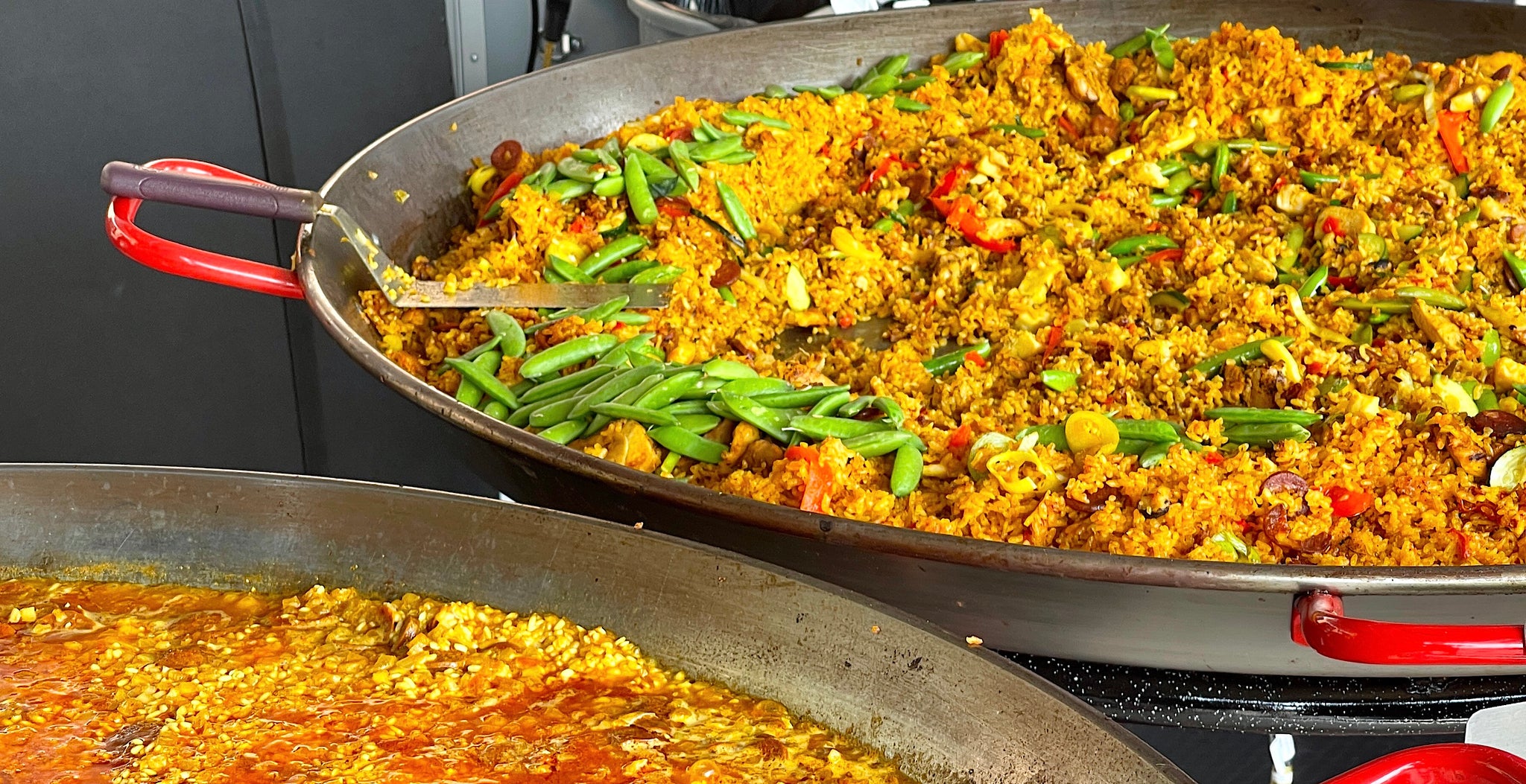Paella Depot Chicken & Chorizo Paella. Caramelized rice with fresh vegetables. Minneapolis Paella Food Truck. Cool Wedding Catering Ideas. Minneapolis Paella. Caramelized Rice